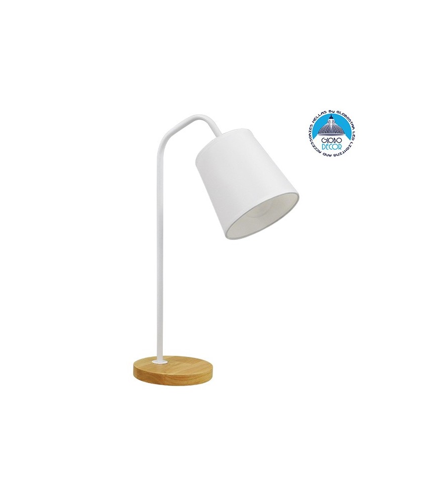 GLOBOSTAR® RIBBON 01574 Μοντέρνο Επιτραπέζιο Φωτιστικό Πορτατίφ με Ντουί 1 x E27 AC 220-240V IP20 - Λευκό & Μπεζ - Μ15 x Π30 x Υ49cm